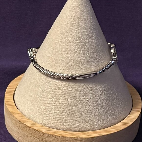 Vintage Sterling Silver Heart & Cubic Zirconia Bracelet - Picture 3 of 10